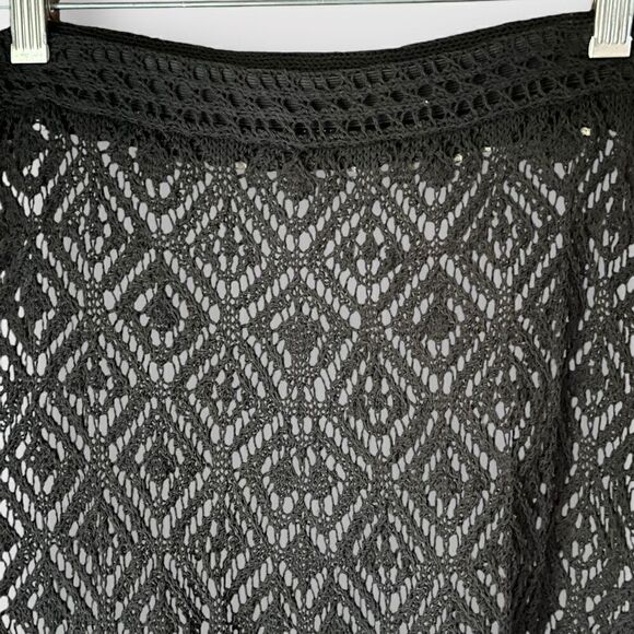 Ann Taylor Loft Women’s Medium Flare Geometric Nylon Midi Skirt Lace Detail - Picture 2 of 6